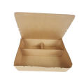 Biodegradable Takeaway Kraft Paper Lunch Container Box Disposable Lunch Paper Boxes with Compartment